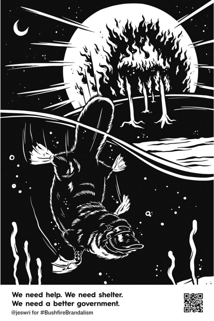 Jeswri-Gimme-Shelter-_bushfire brandalism poster art itsnicethat.jpg