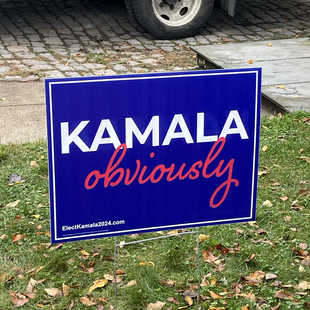 Kamala Obviously Yard Side, 2024_elizabeth goodspeed political merch itsnicethat.png