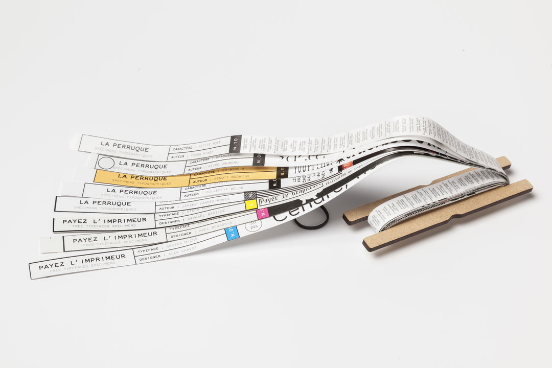 Roll up roll up! La Perruque is a 1x90cm magazine publishing type specimens on print margins