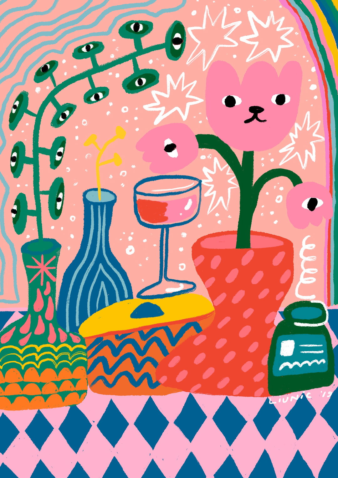 With bold colours and characters, Martcellia Liunic’s works are “the right combination of cute and trippy”