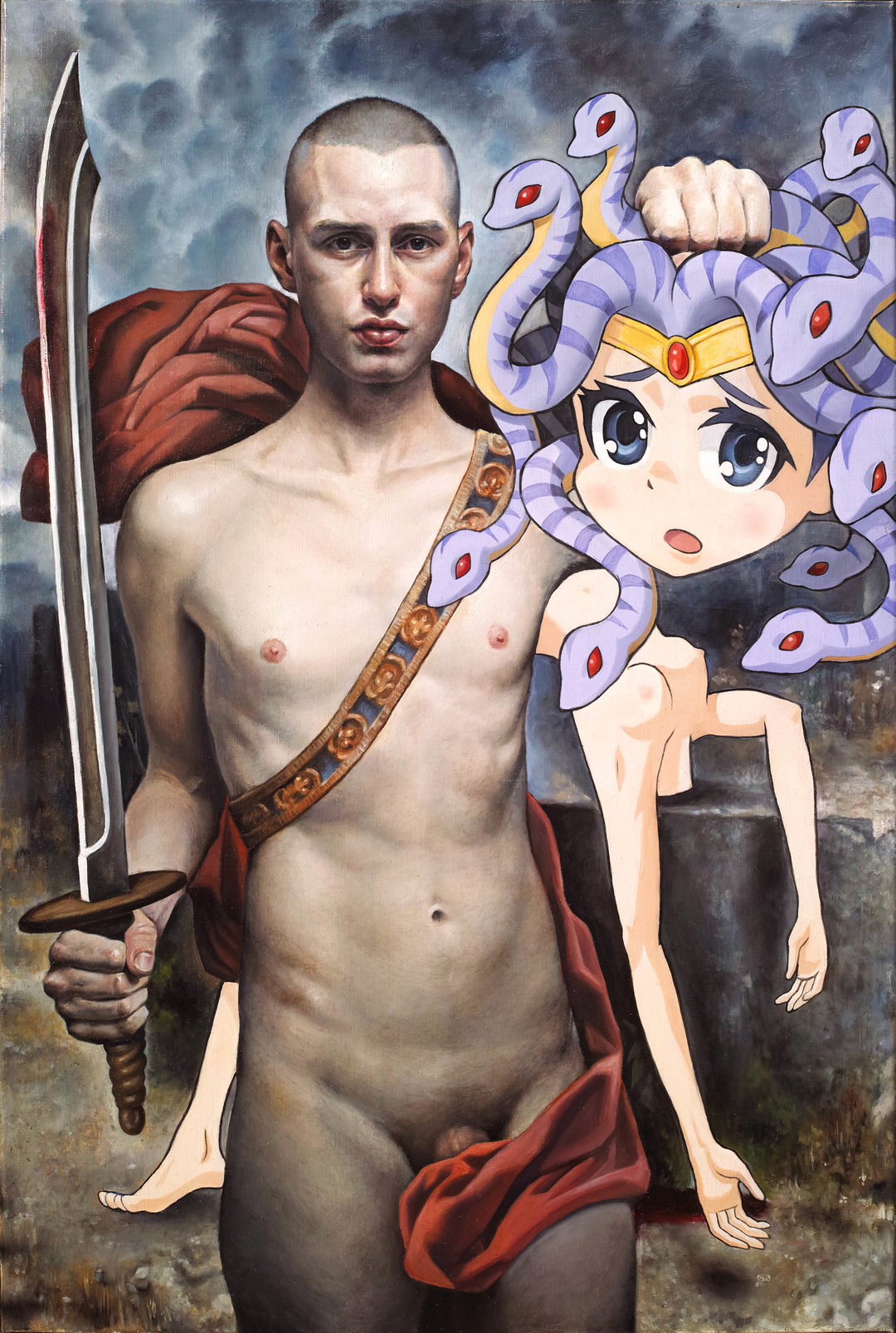 Naruki Kukita Virtual medusa, 36x24inchesm oil on inen, 2017.jpg