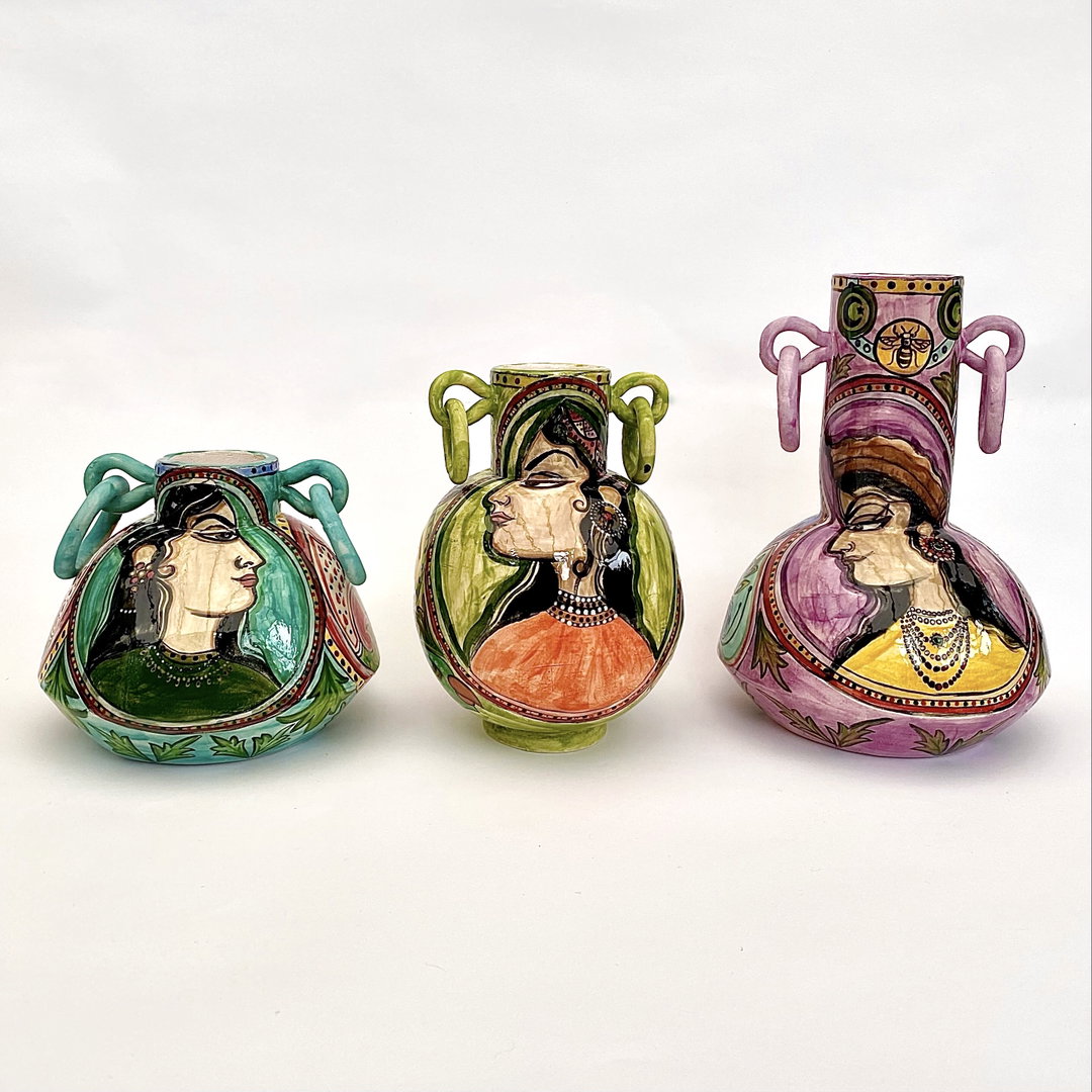 Ceramic artist Nehal Aamir decorates her work with the visuals of Pakistani trucks and Islamic art
