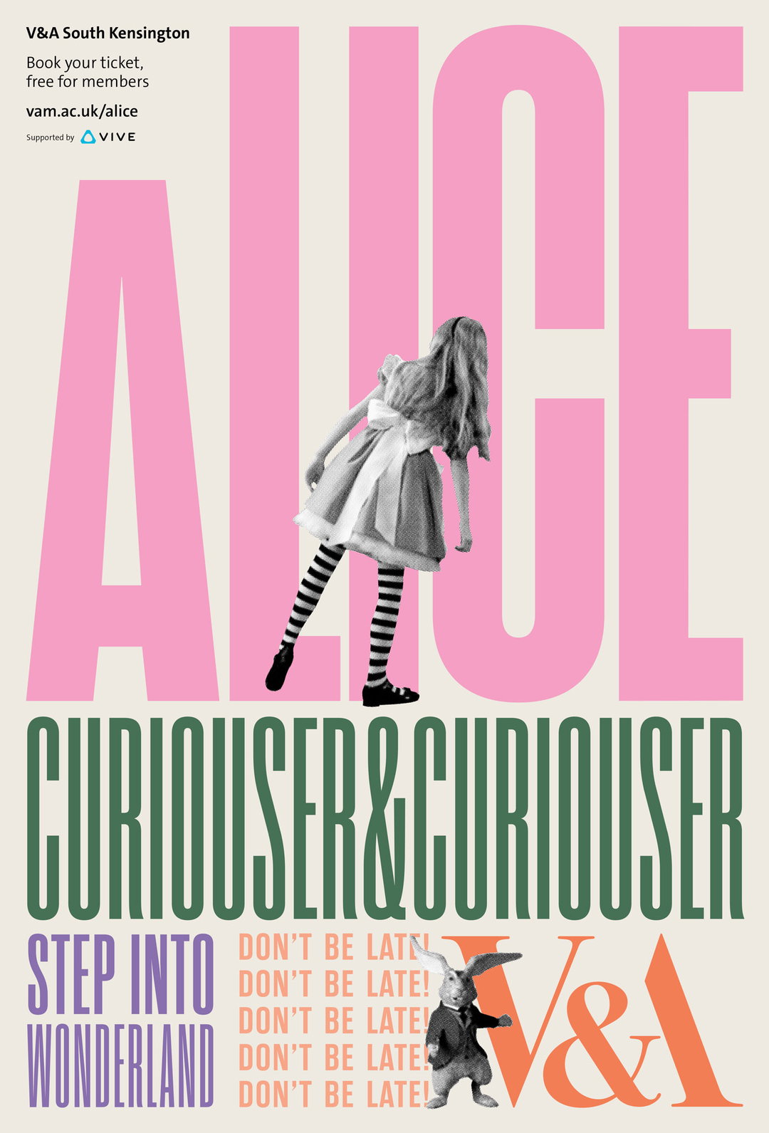 Tom Hingston creates an elastic typographic identity for the V&A’s Alice in Wonderland show