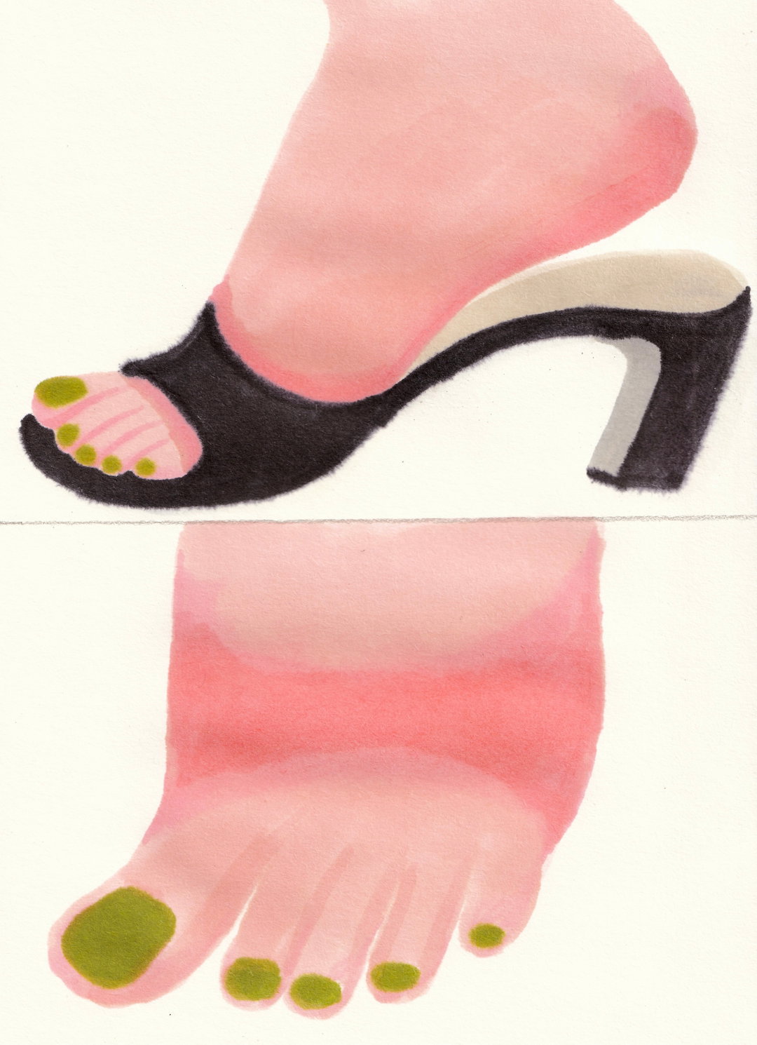 Ana Terral’s illustrations perfectly capture pain – from heel blisters and sun burns to bite marks