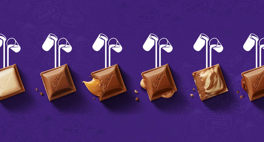 bulletproof cadbury dairy milk rebrand graphic design itsnicethatAUS_Chunks_LineUp.jpg