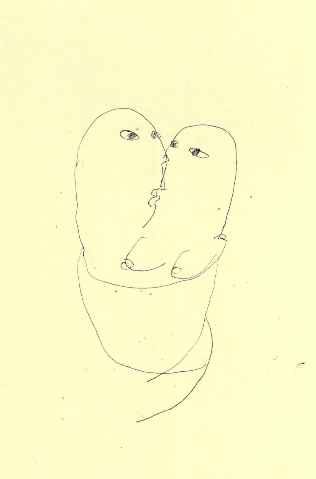 Christopher Mcholm’s child-like drawings are about first kisses, kissing each other and kissing forever