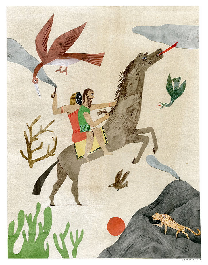 Cristóbal Schmal cuts and pastes ancient Andean stories into his colourful collages