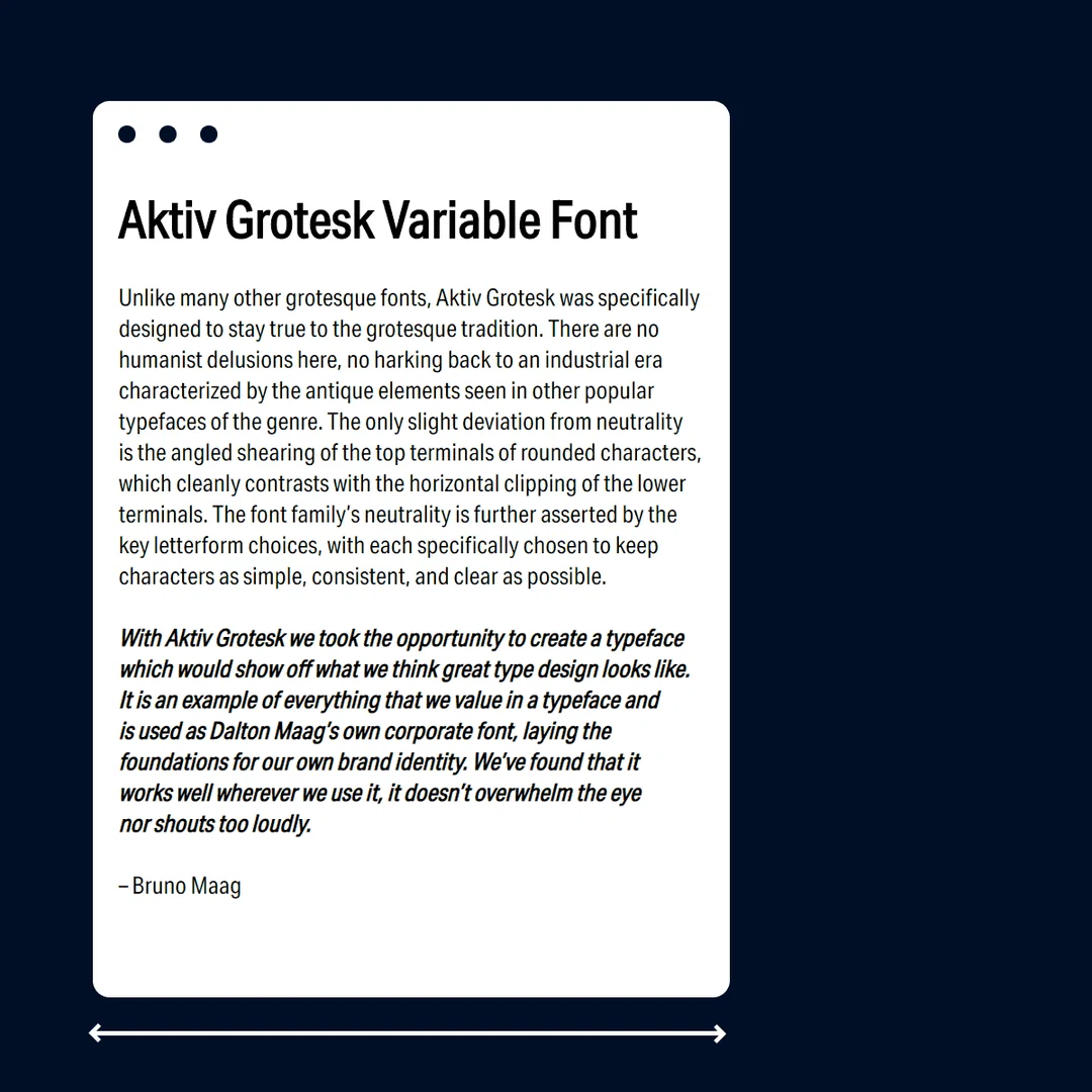 dalton maag variable fonts type graphic design itsnicethat_Demonstrating how a single font file can be responsive in web, reducing in width as the screen size reduces - using Aktiv Grotesk VF.gif