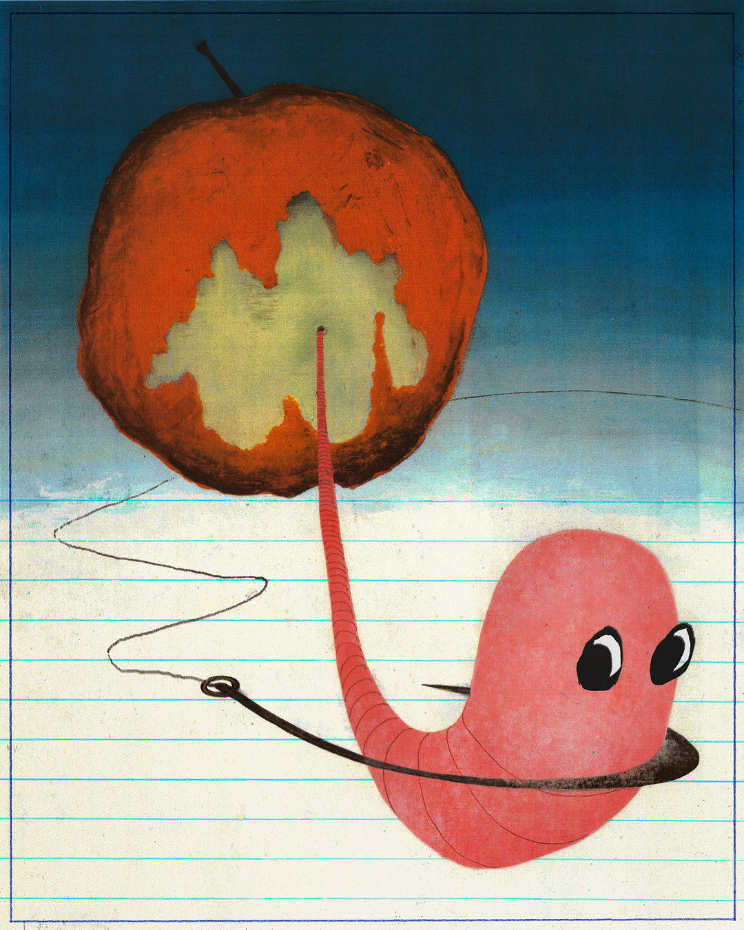 garreettdavis-illo-itsnicethatFisherman Finding a Worm in His Apple After Running Out of Bait (2025).jpg