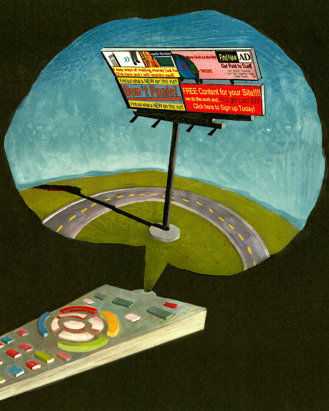 garreettdavis-illo-itsnicethatWhat Channel Surfing into an Unskippable Ad Looks Like (2025) .jpg