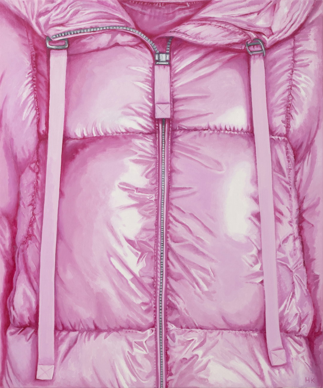 Hannah Knox’s paintings of collars, zips and buttoned up cardigans tell stories about the human condition