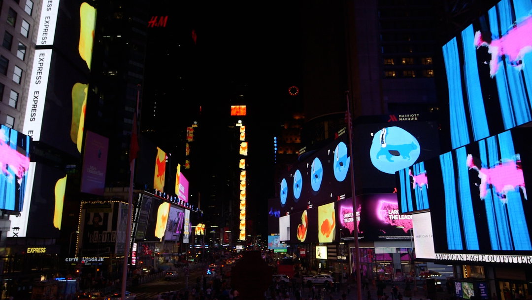 Throughout August, Times Square will be overrun by glowing cats in a new digital film by artist Jennifer West