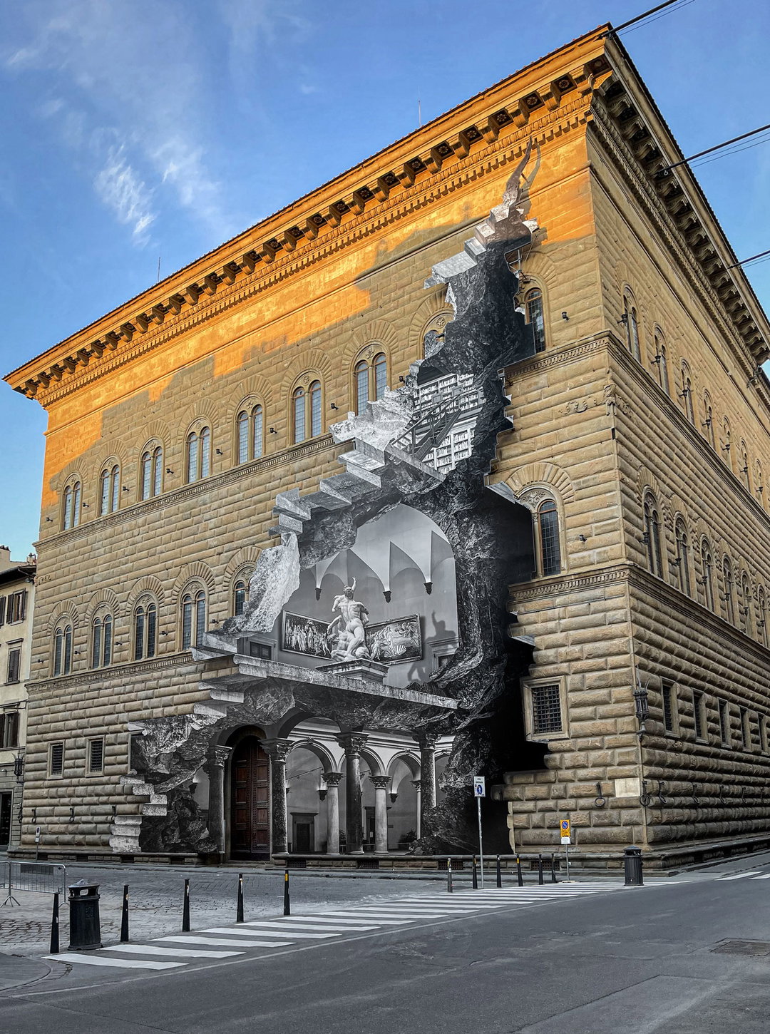 JR cuts open a Renaissance facade to push for access to culture in Covid times