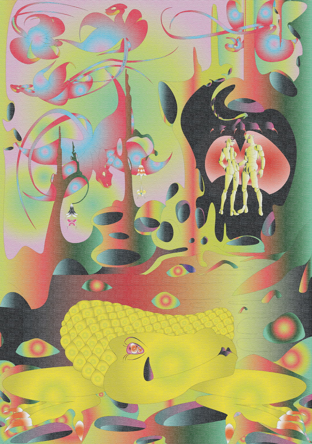 Firpal’s lavish illustration work is folkloric and futuristic all at once