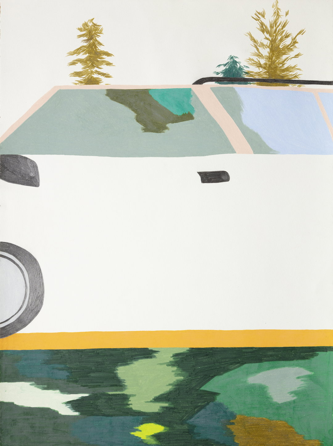 Laura Burke draws pleasing objects as if they were characters acting in a scene