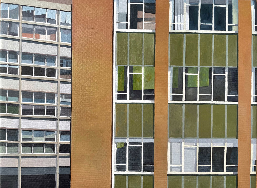 Marie Lenclos finds beauty in the “unloved and unseen” architecture of southeast London with her serene cityscape paintings