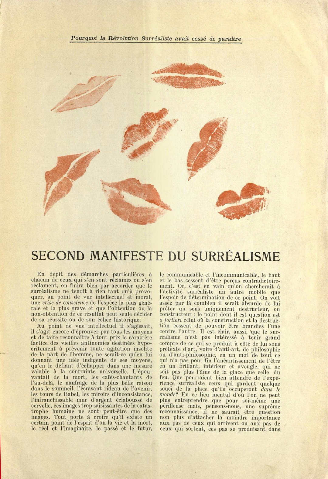 Second Manifeste du Surréalisme, La Révolution Surréaliste, 1929