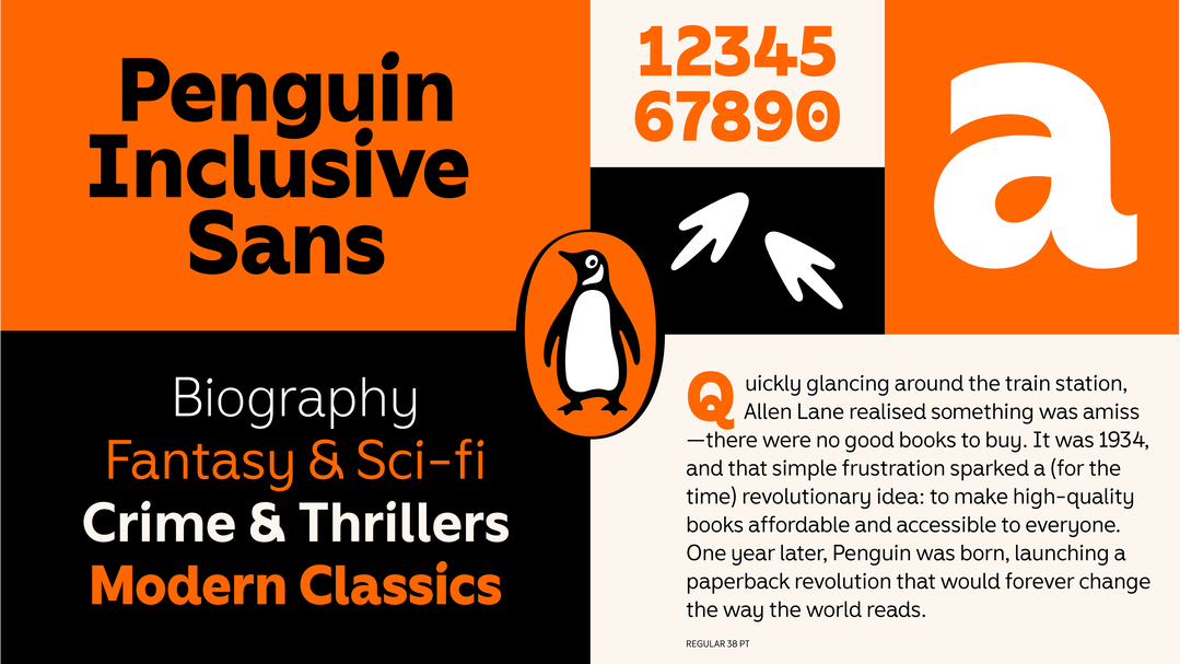 Inclusive Sans expands upon Penguin’s history with playfulness and curiosity