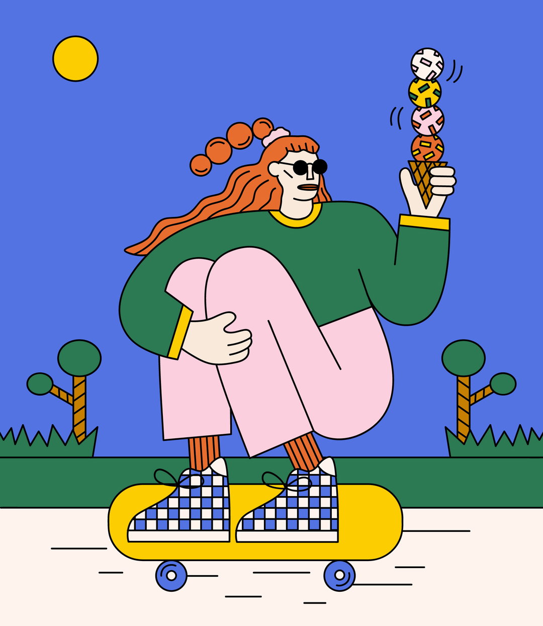 Sam Twardy uses flat, simple vector illustrations to satisfy the messy, unorganised nature of her mind