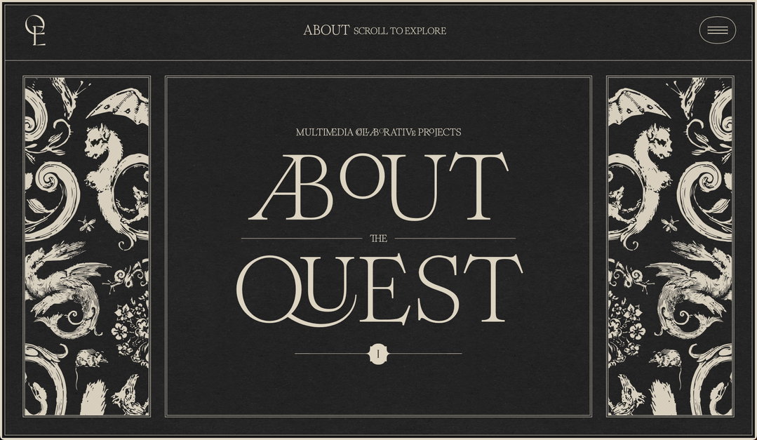 Samuel Day merges historical references with animation in his website design for The Quest of Evolution