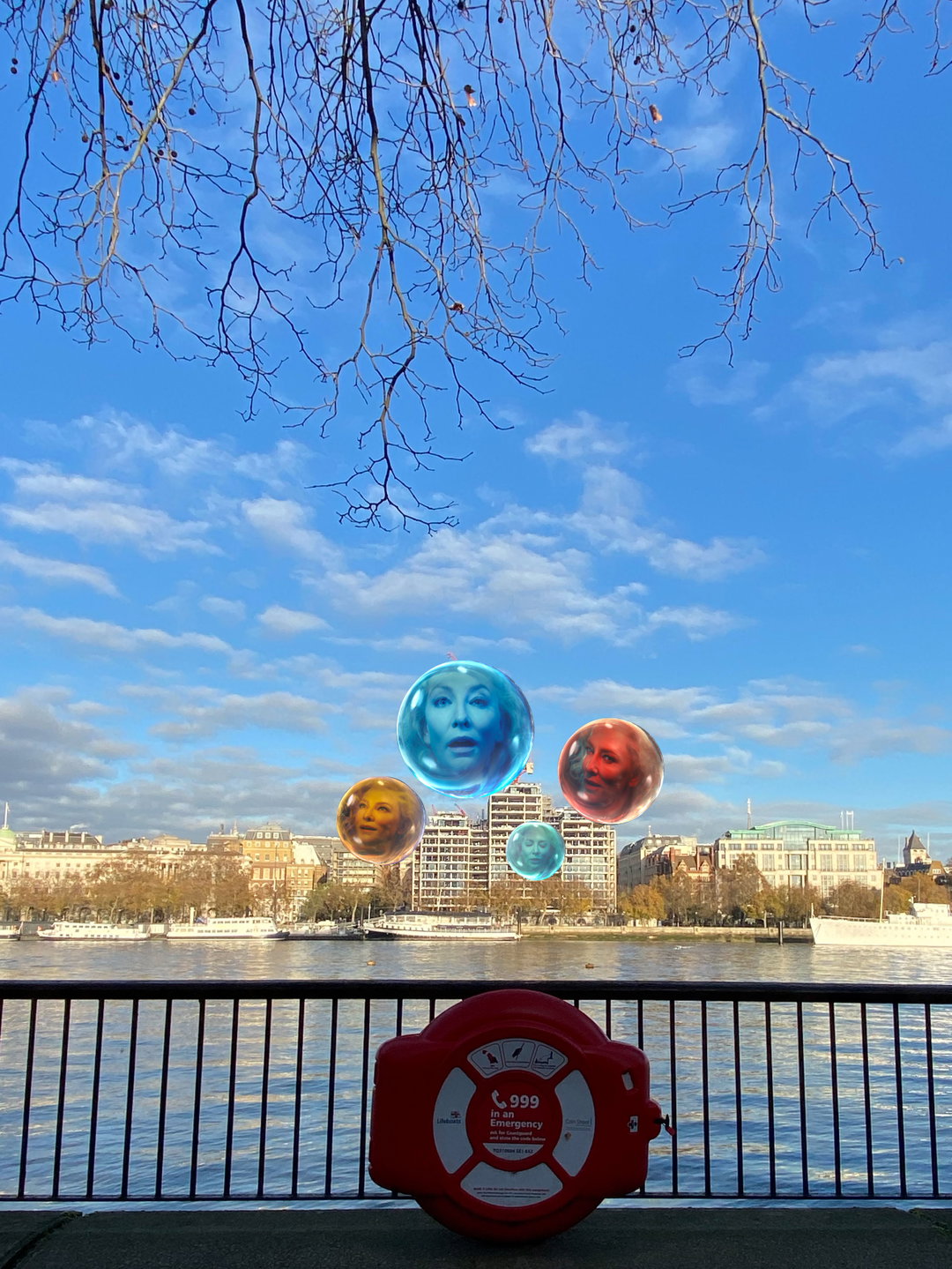Cate Blanchetts (plural) and Nina Chanel Abney’s Imaginary Friend float above the Thames in AR art festival Unreal City