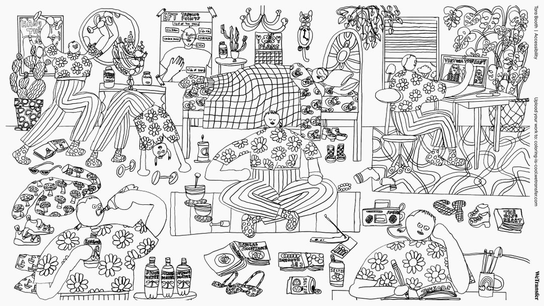 WeTransfer releases free colouring book with Tara Booth, Ori Toor and more